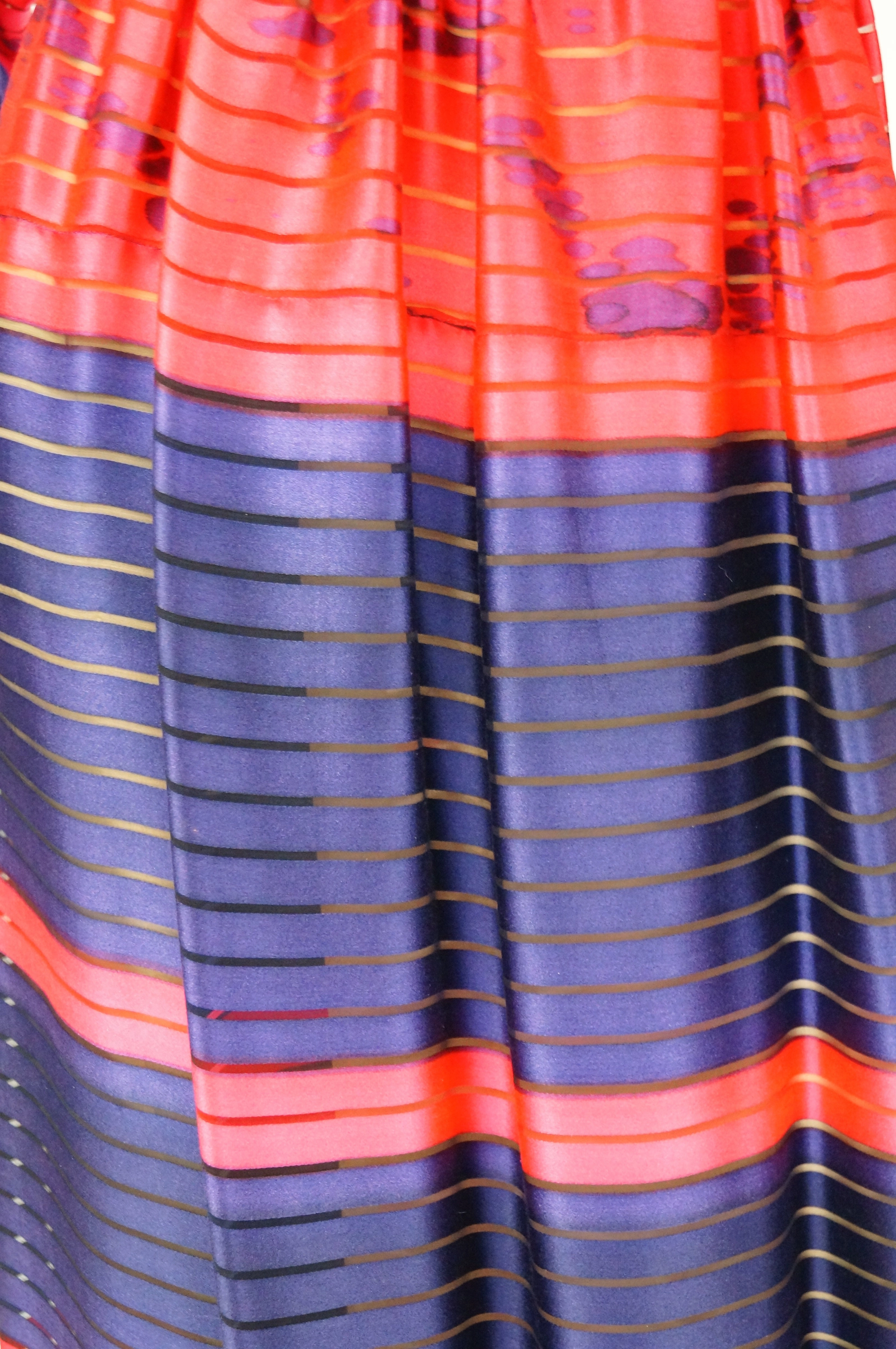 1970s Bill Blass Neon Pink and Purple Sheer Stripe Dress