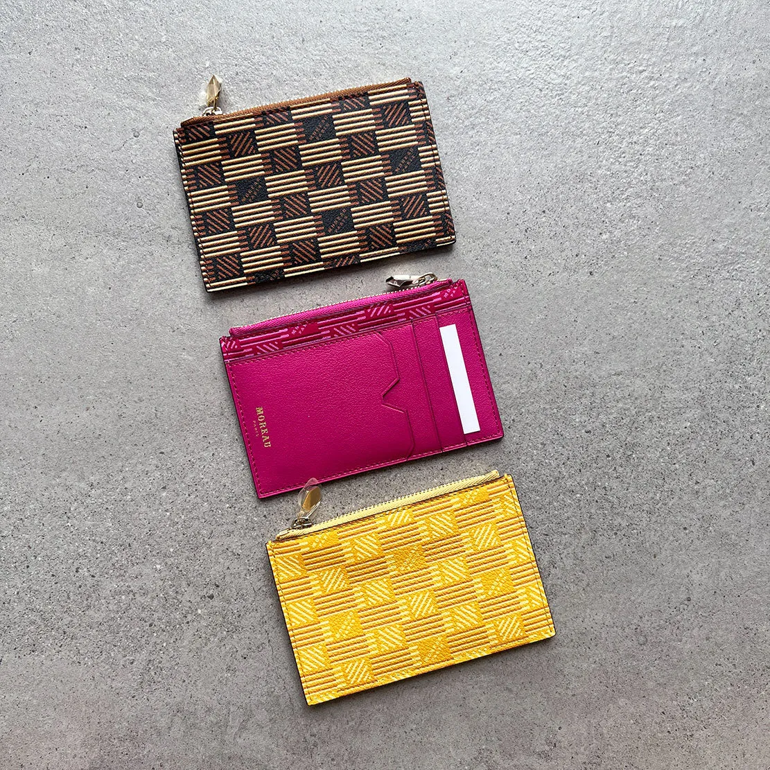 3 CC Holder Zip Top Calf, Fuchsia Moreau Bags