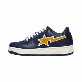 A Bathing Ape x Stadium Goods Bapesta Low Navy Yellow Chenille White Off-White footwear options
