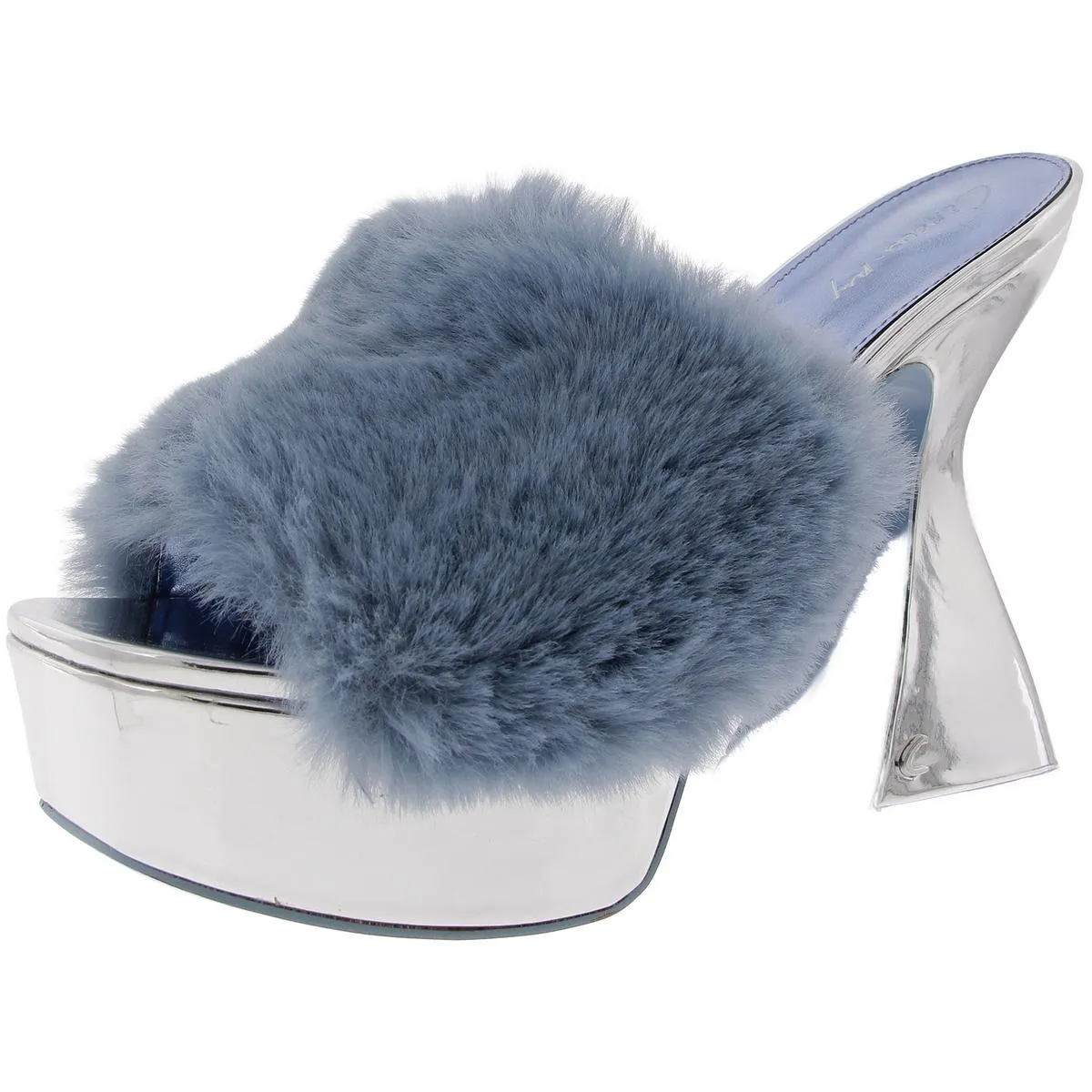 ABIGAL Womens Patent Faux Fur Platform Heels
