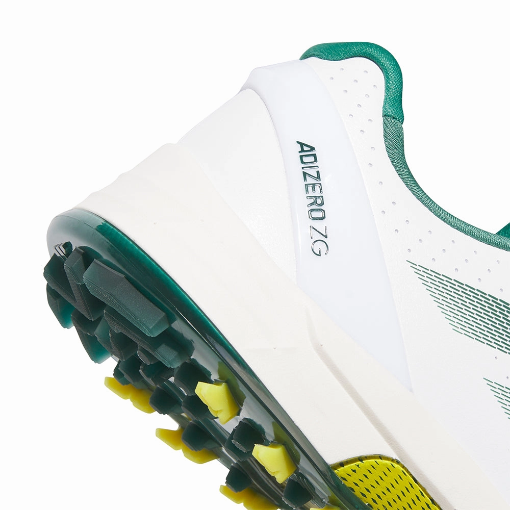 adidas Adizero ZG Spikeless Waterproof Shoes - White/Collegiate Green/Yellow Performance Golf Footwear