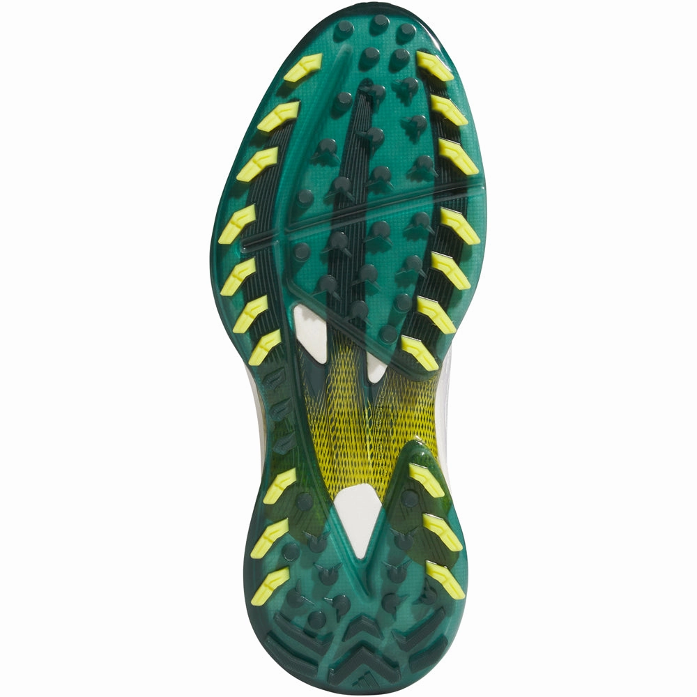 adidas Adizero ZG Spikeless Waterproof Shoes - White/Collegiate Green/Yellow Performance Golf Footwear
