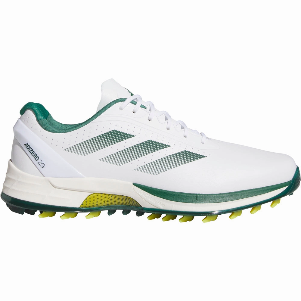 adidas Adizero ZG Spikeless Waterproof Shoes - White/Collegiate Green/Yellow Adidas golf footwear options