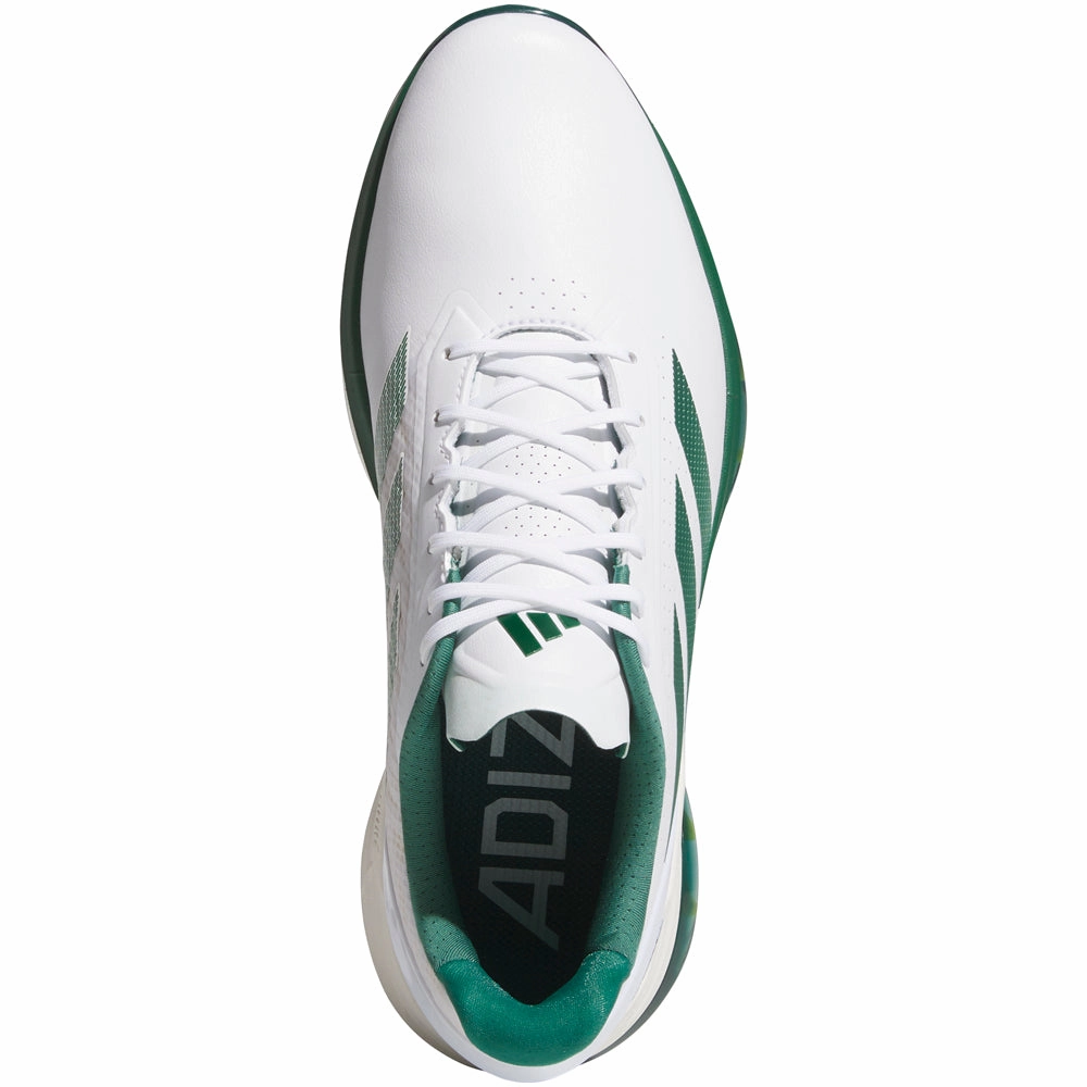 adidas Adizero ZG Spikeless Waterproof Shoes - White/Collegiate Green/Yellow Performance Golf Footwear