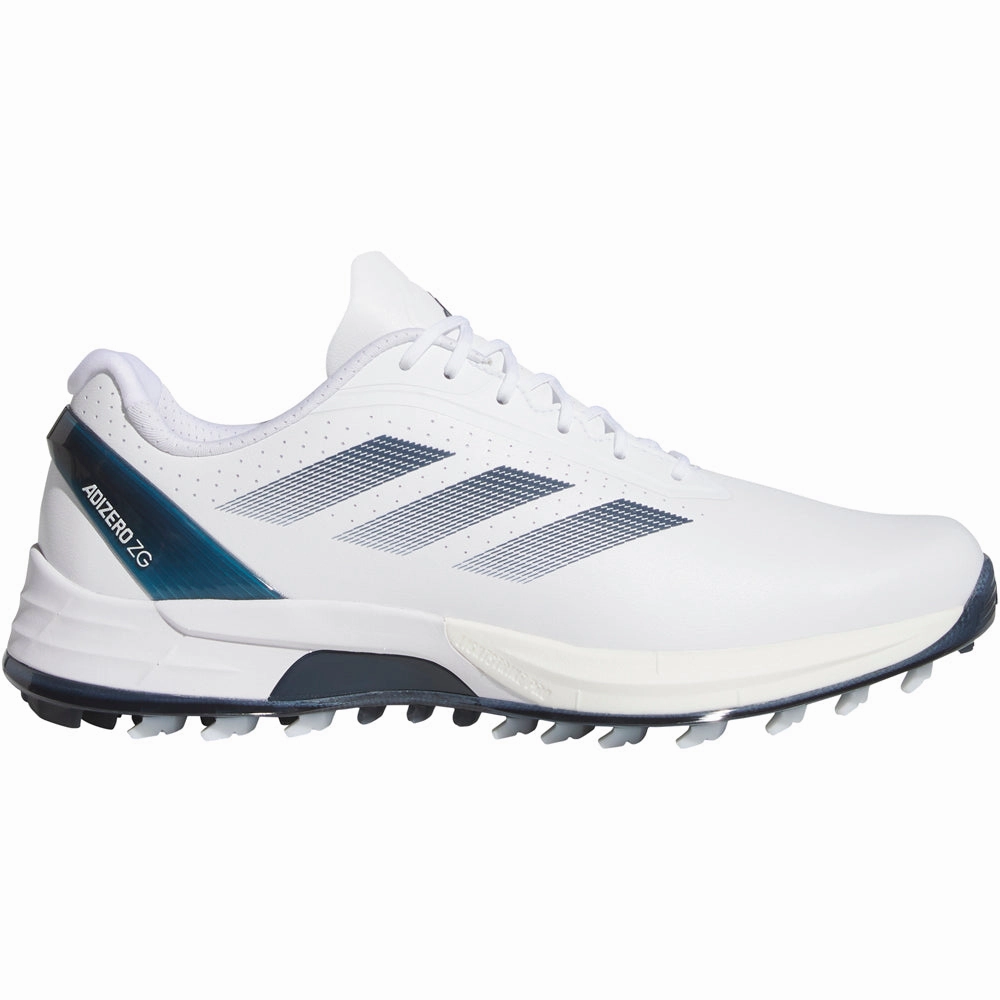 adidas Adizero ZG Spikeless Waterproof Shoes - White/Collegiate Navy/Zero Metallic Adidas golf footwear options