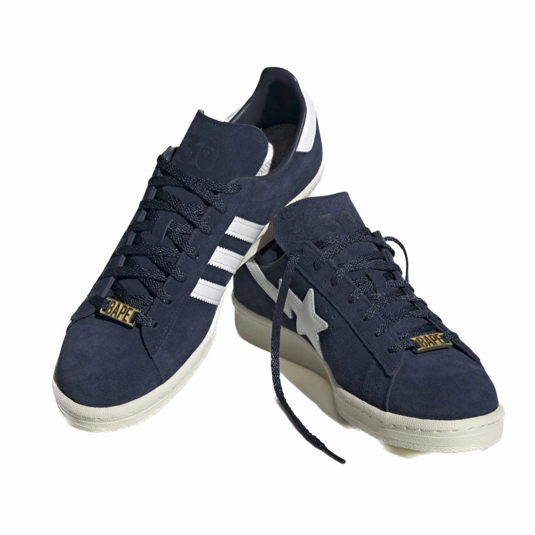 Adidas Campus 80s Bape Collegiate Navy Cloud White Off White Basketball Shoes