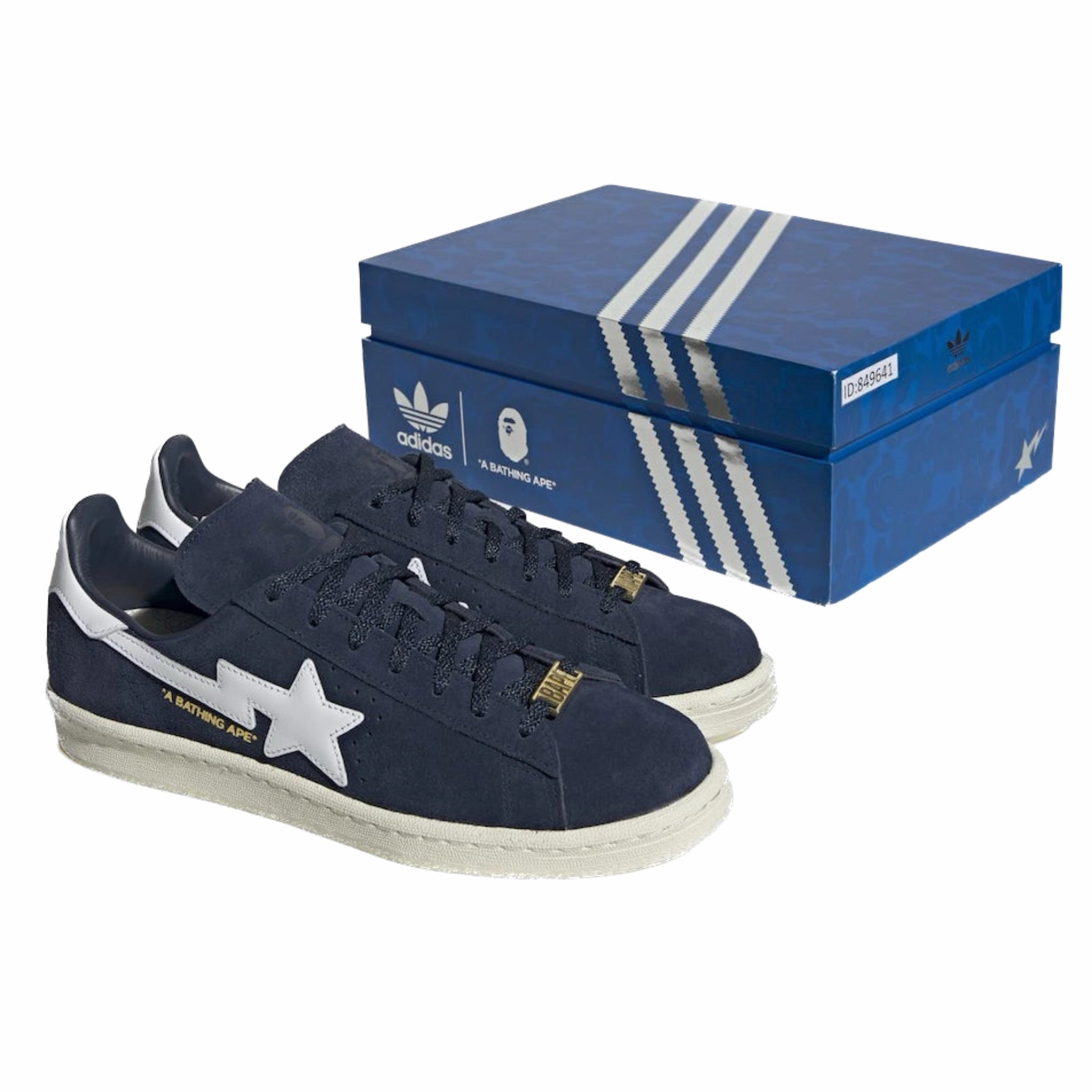 Adidas Campus 80s Bape Collegiate Navy Cloud White Off White Basketball Shoes