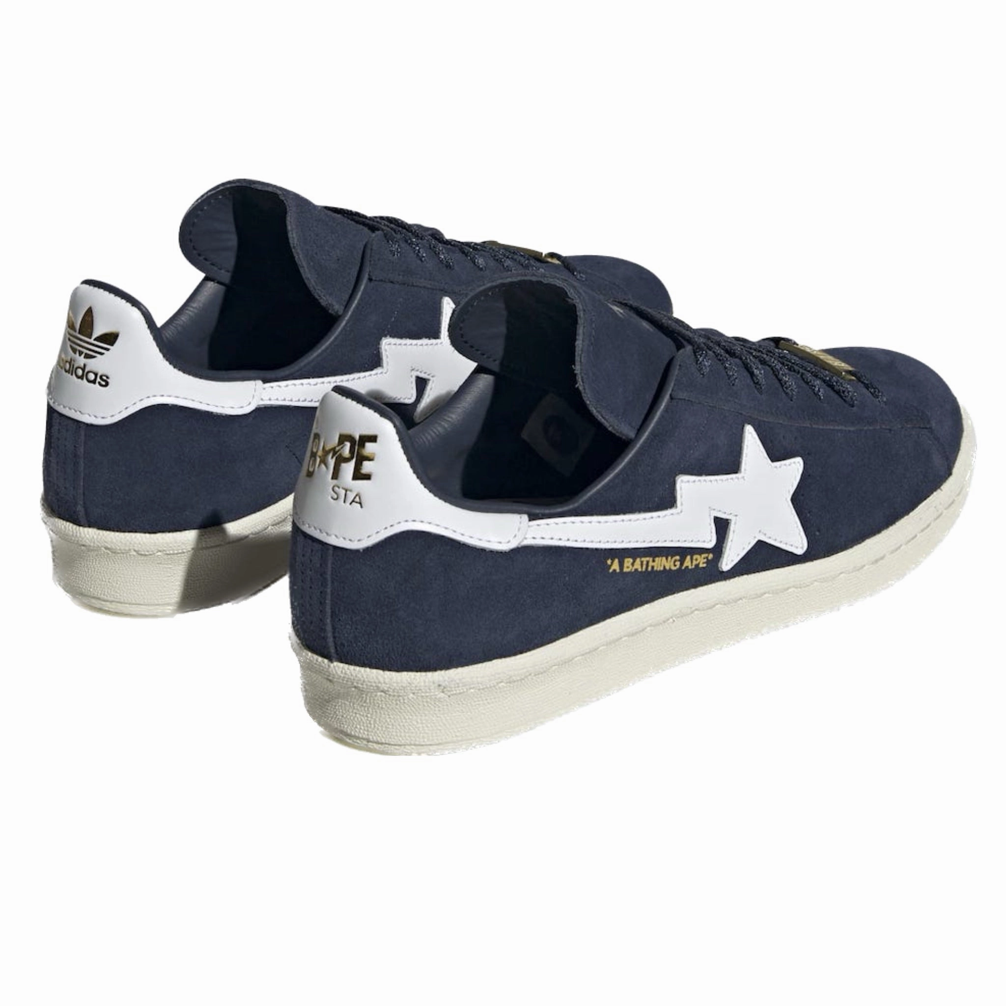 Adidas Campus 80s Bape Collegiate Navy Cloud White Off White Basketball Shoes