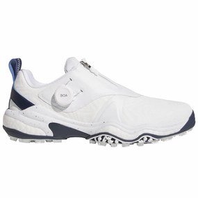 adidas Codechaos Boa 25 Spikeless Waterproof Shoes - White/Silver Metallic/Collegiate Navy Adidas golf footwear options