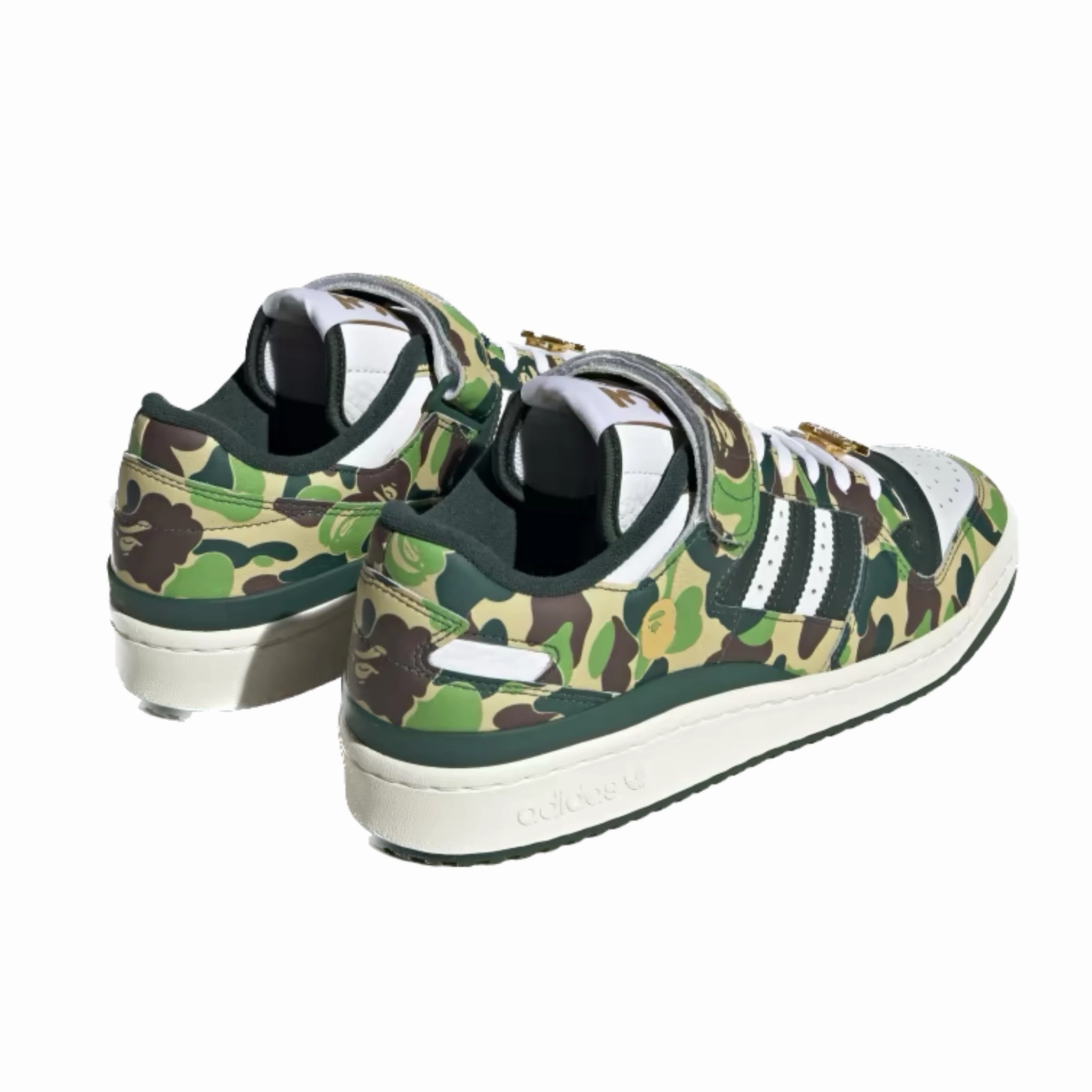 Adidas Forum 84 Low Bape 30th Anniversary Green Camo Cloud White Core White Metallic Gold Snowproof Outdoor Boots