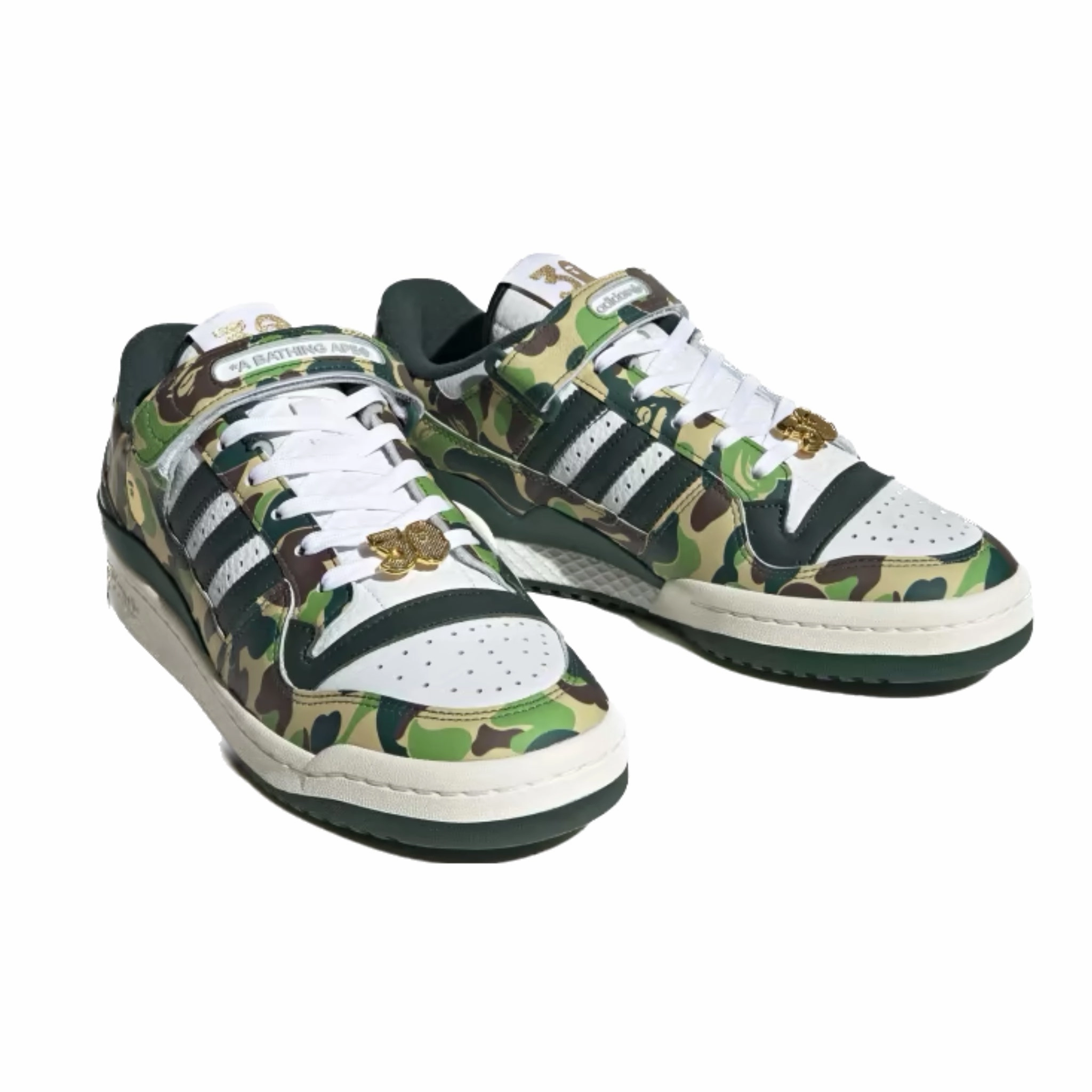 Adidas Forum 84 Low Bape 30th Anniversary Green Camo Cloud White Core White Metallic Gold Snowproof Outdoor Boots