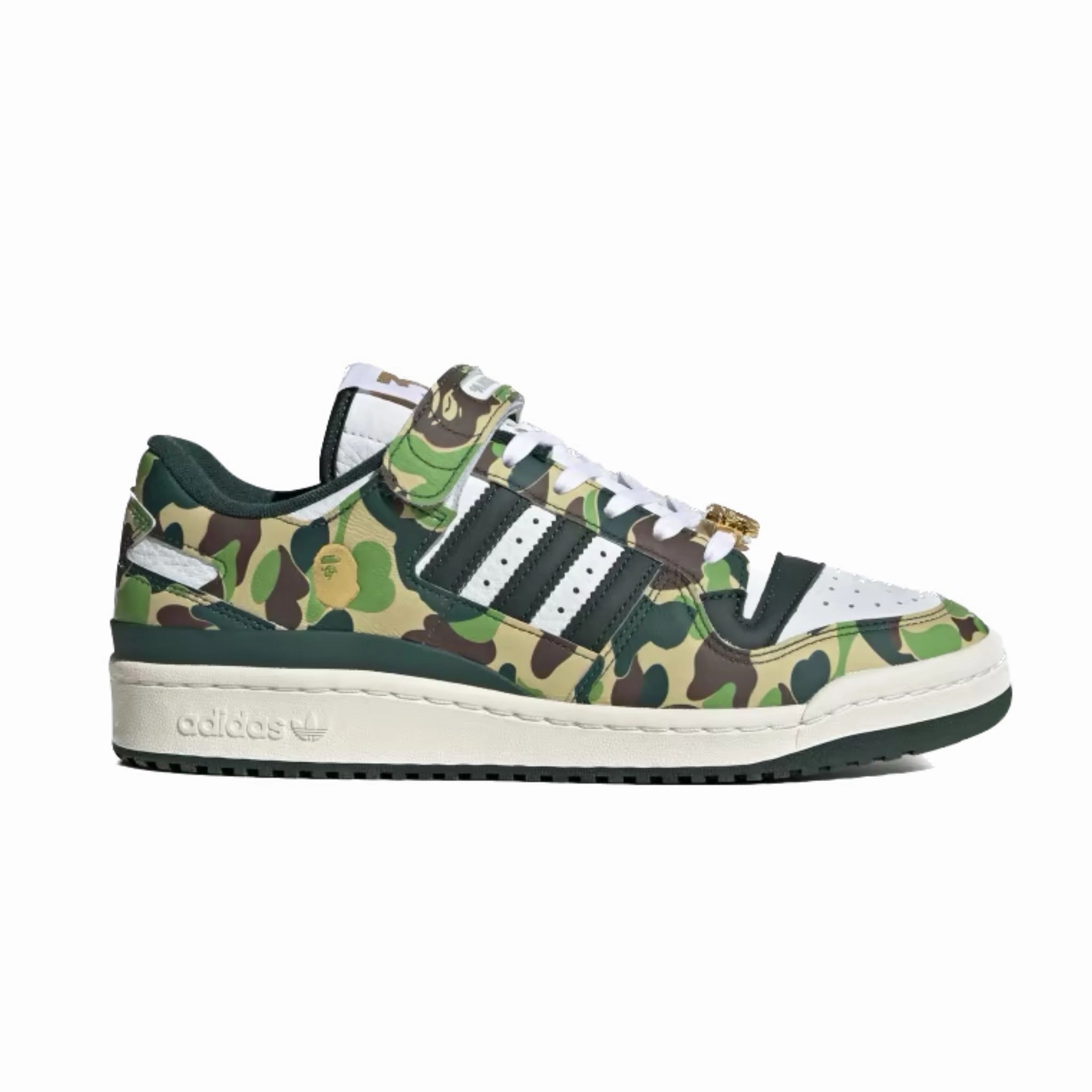 Adidas Forum 84 Low Bape 30th Anniversary Green Camo Cloud White Core White Metallic Gold Off-White footwear options
