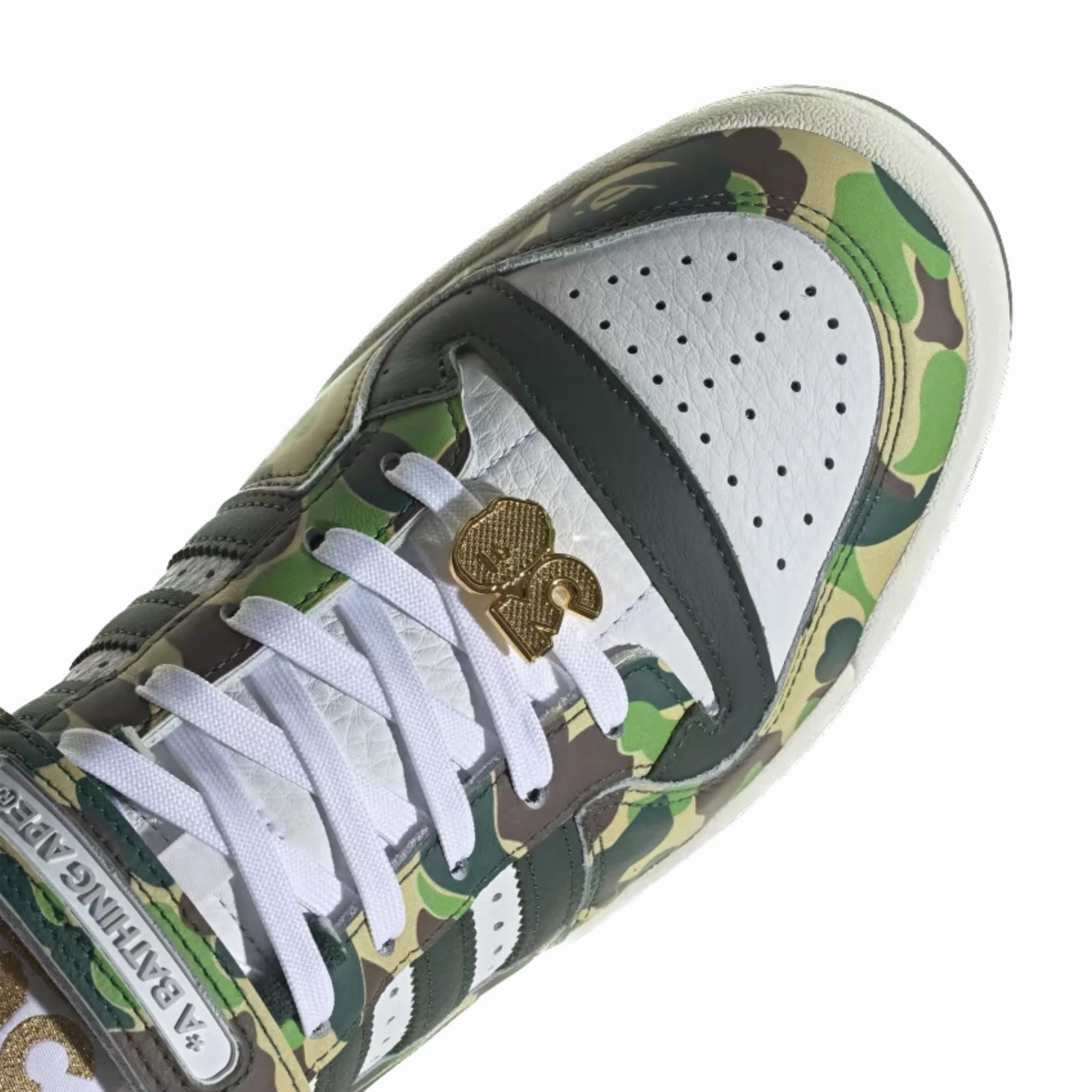 Adidas Forum 84 Low Bape 30th Anniversary Green Camo Cloud White Core White Metallic Gold Snowproof Outdoor Boots