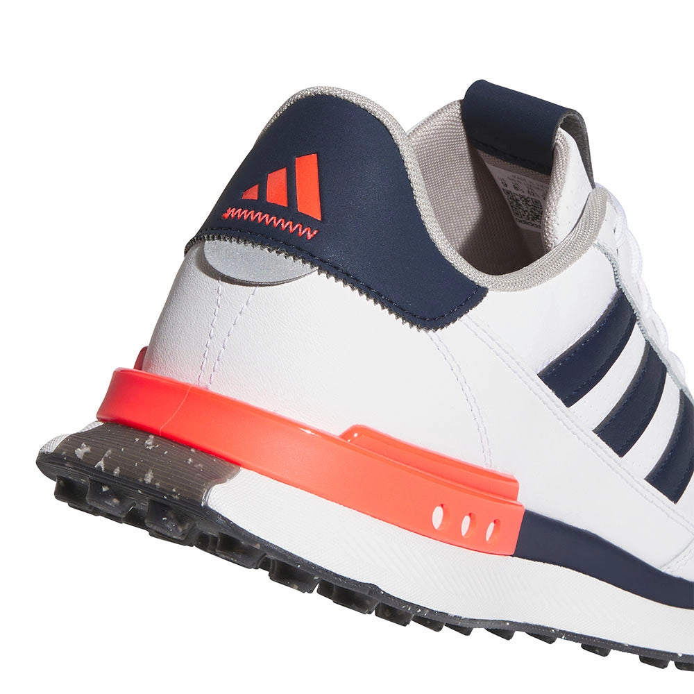 adidas S2G Leather 24 Spikeless Waterproof Shoes - White/Collegiate Navy/Lucid Red Performance Golf Footwear