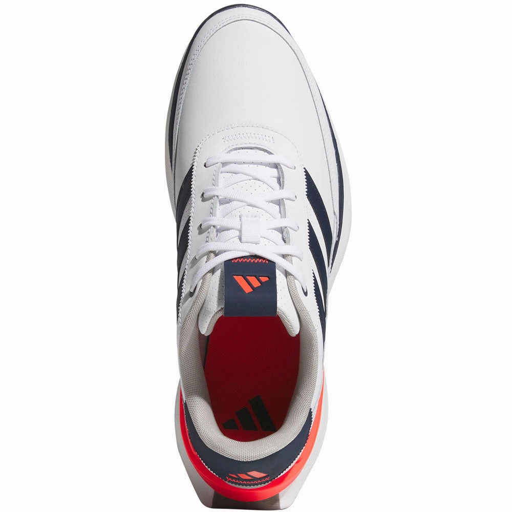 adidas S2G Leather 24 Spikeless Waterproof Shoes - White/Collegiate Navy/Lucid Red Performance Golf Footwear