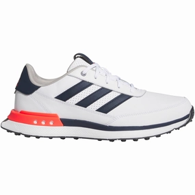 adidas S2G Leather 24 Spikeless Waterproof Shoes - White/Collegiate Navy/Lucid Red Adidas golf footwear options