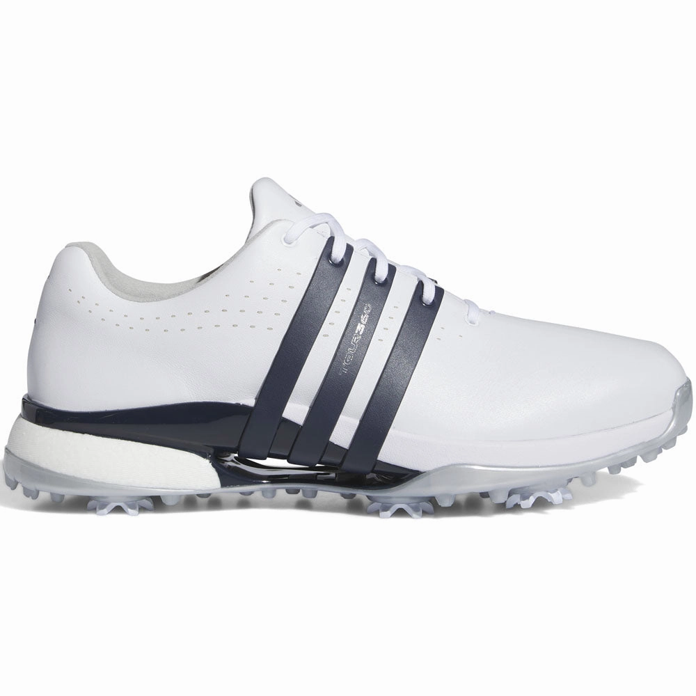 adidas Tour360 24 Spiked Waterproof Shoes - Ftwr White/Collegiate Navy/Silver Met. Adidas golf footwear options