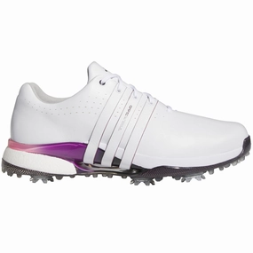 adidas Tour360 24 Spiked Waterproof Shoes - Ftwr White/Shadow Fig/Aurora Black Adidas golf footwear options