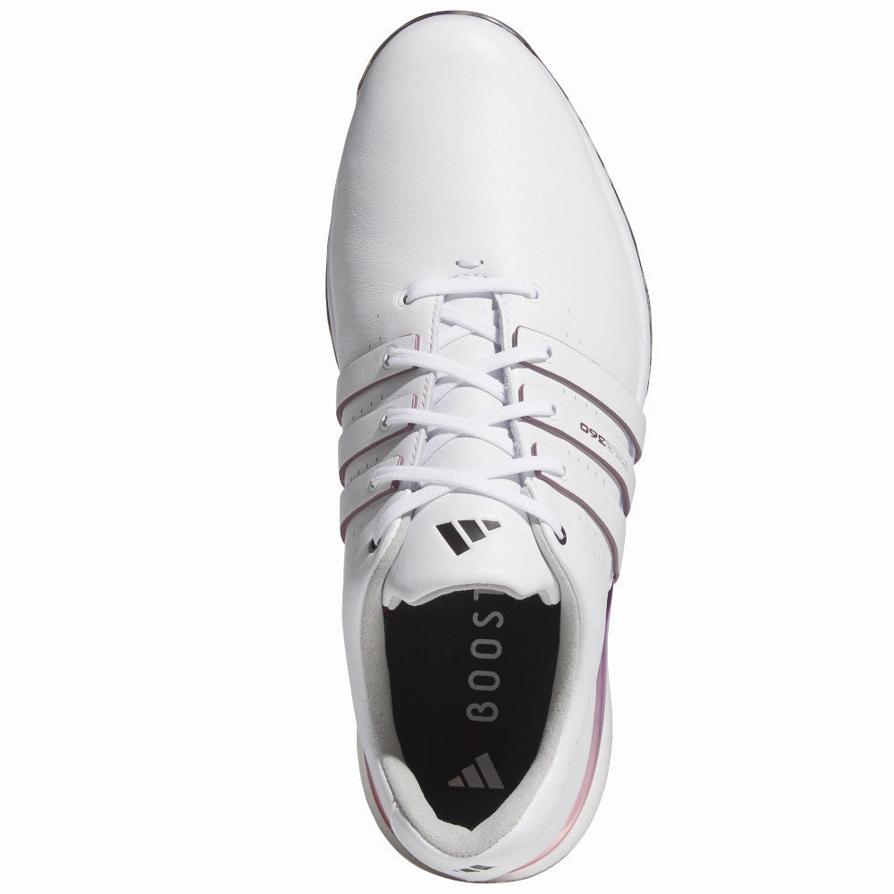 adidas Tour360 24 Spiked Waterproof Shoes - Ftwr White/Shadow Fig/Aurora Black Performance Golf Footwear