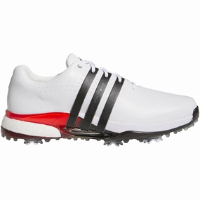 adidas Tour360 24 Spiked Waterproof Shoes - White/Core Black/Lucid Red Adidas golf footwear options