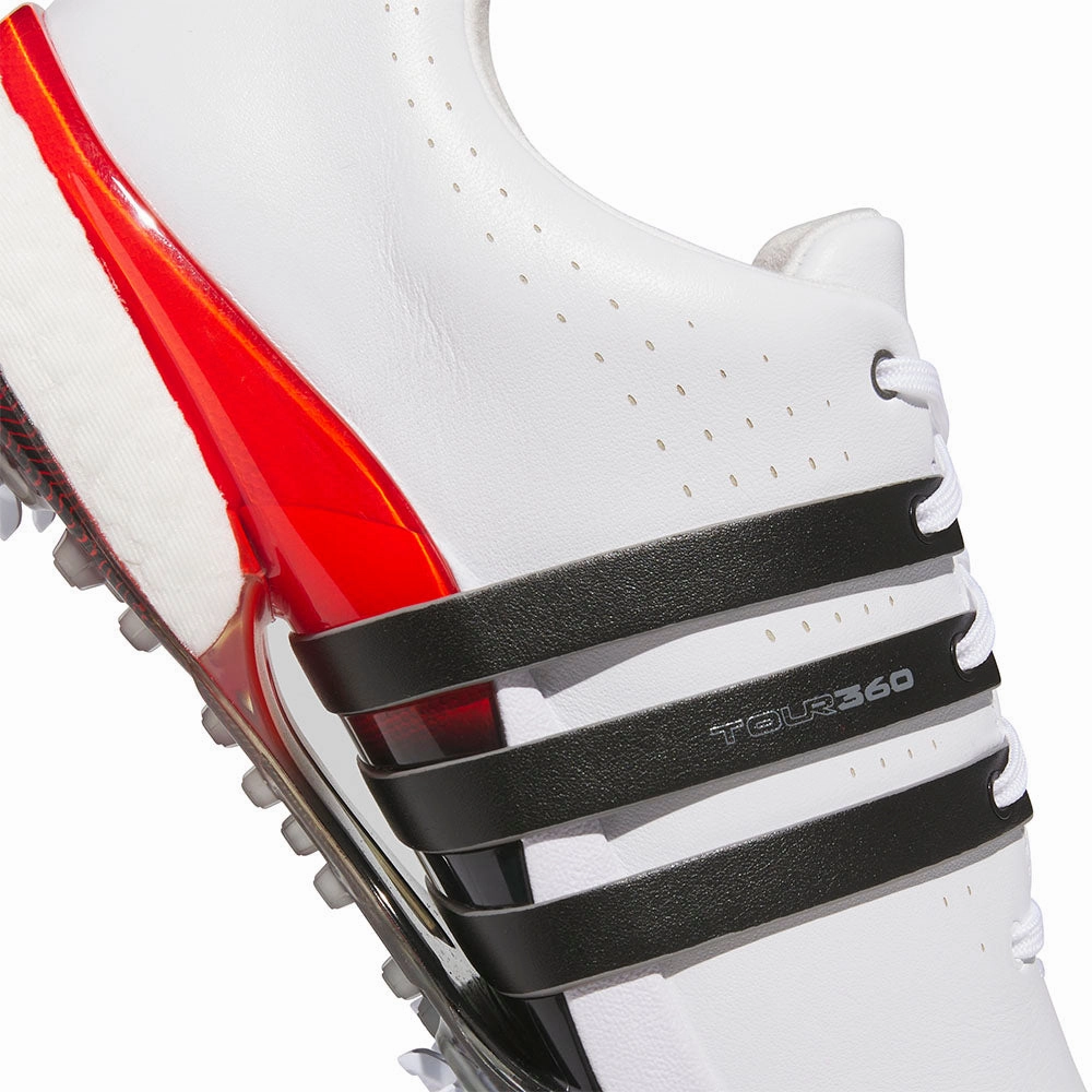 adidas Tour360 24 Spiked Waterproof Shoes - White/Core Black/Lucid Red Performance Golf Footwear