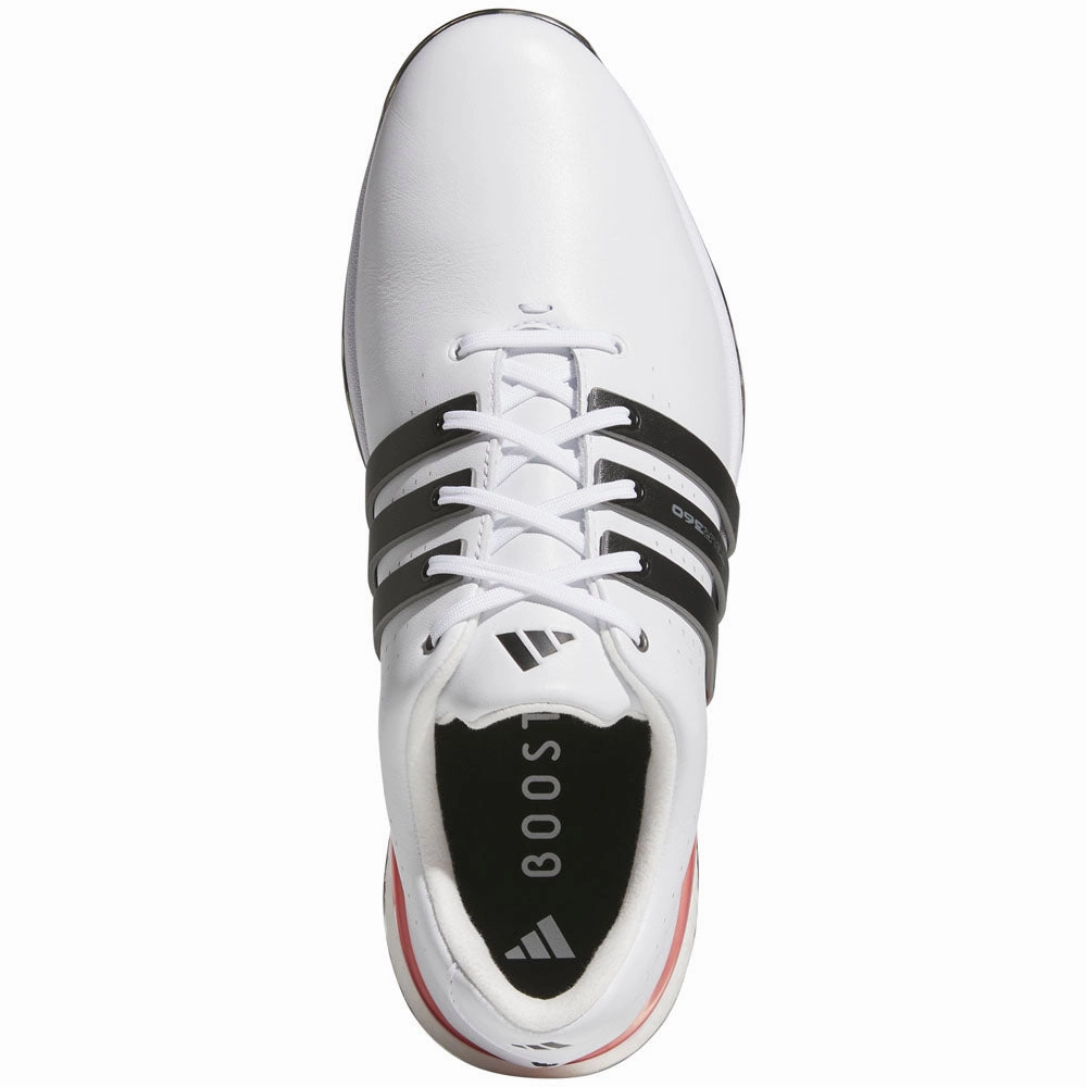adidas Tour360 24 Spiked Waterproof Shoes - White/Core Black/Lucid Red Performance Golf Footwear
