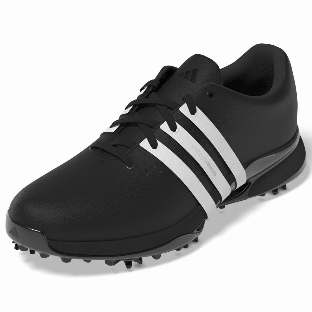 adidas Tour360 '24 Spiked Waterproof Shoes - Core Black/FTW White/Core Black Performance Golf Footwear