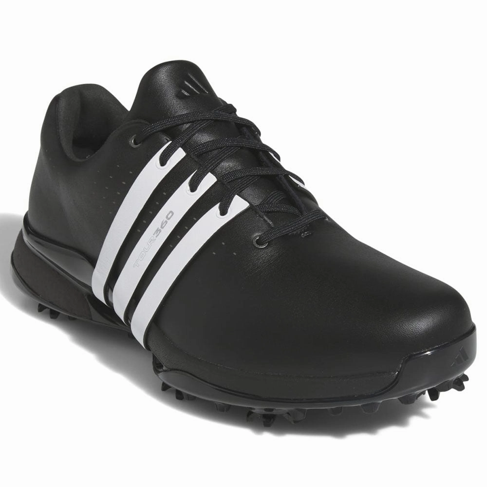 adidas Tour360 '24 Spiked Waterproof Shoes - Core Black/FTW White/Core Black Performance Golf Footwear