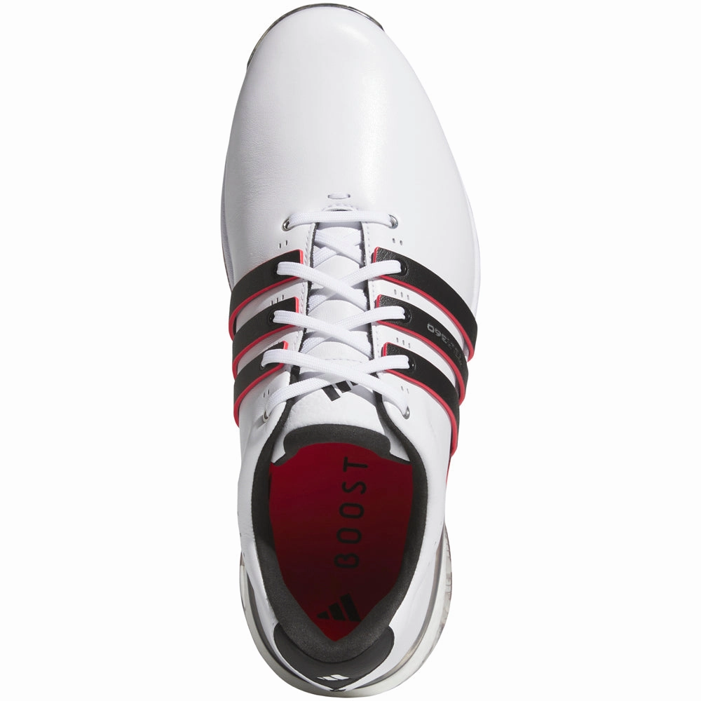 adidas Tour360 Spikeless Waterproof Shoes - White/Core Black/Lucid Red Performance Golf Footwear