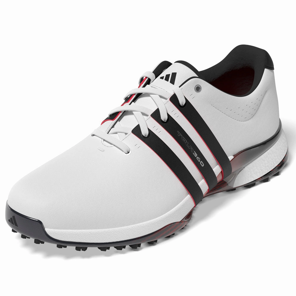 adidas Tour360 Spikeless Waterproof Shoes - White/Core Black/Lucid Red Performance Golf Footwear