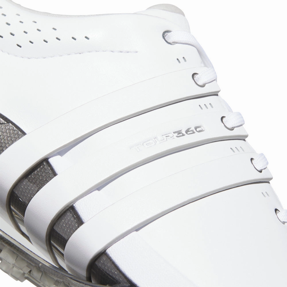 adidas Tour360 Spikeless Waterproof Shoes - White/White/Silver Metallic Performance Golf Footwear