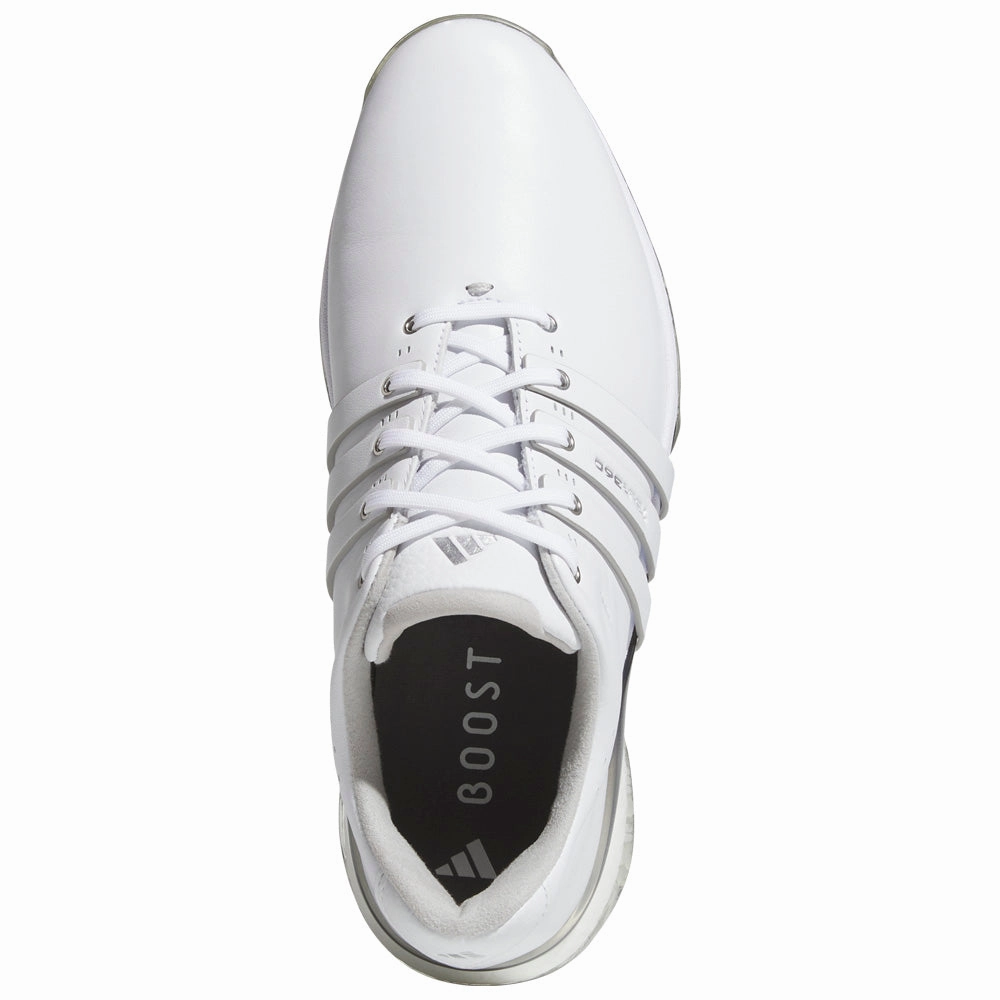 adidas Tour360 Spikeless Waterproof Shoes - White/White/Silver Metallic Performance Golf Footwear