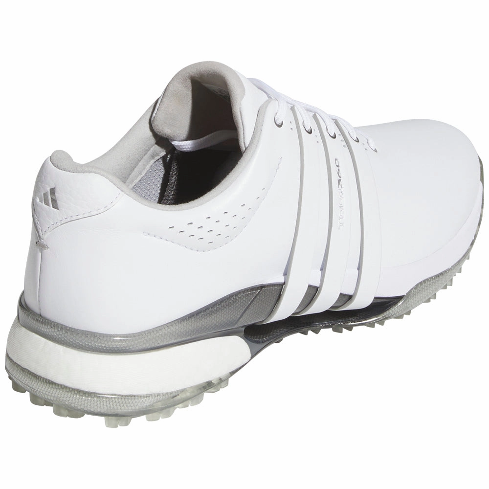 adidas Tour360 Spikeless Waterproof Shoes - White/White/Silver Metallic Performance Golf Footwear