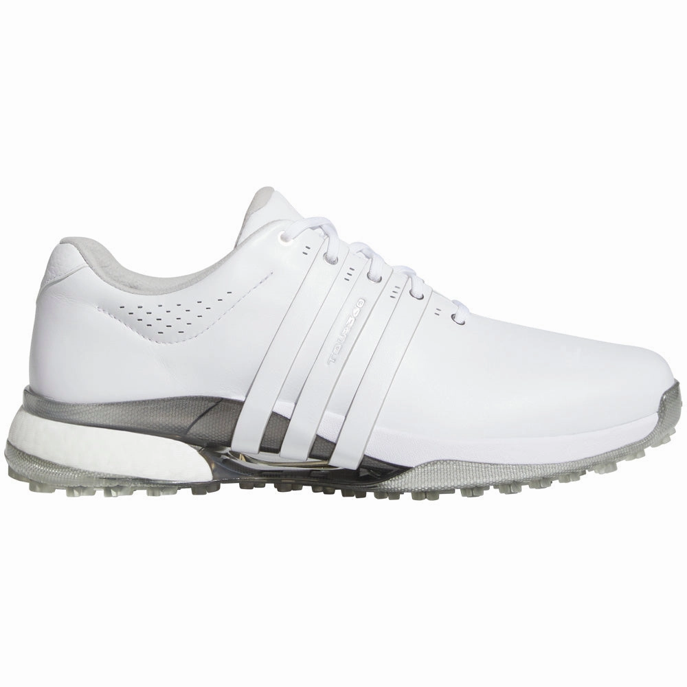 adidas Tour360 Spikeless Waterproof Shoes - White/White/Silver Metallic Adidas golf footwear options