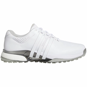 adidas Tour360 Spikeless Waterproof Shoes - White/White/Silver Metallic Adidas golf footwear options