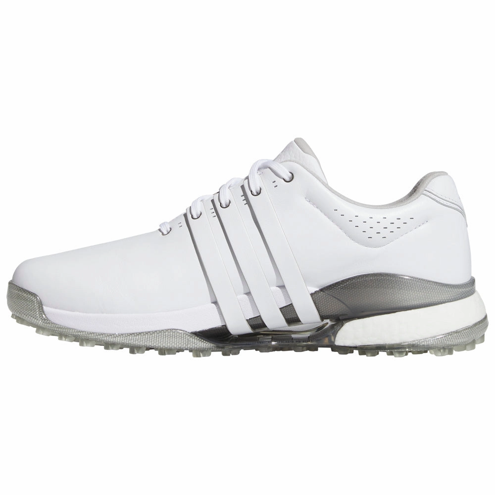 adidas Tour360 Spikeless Waterproof Shoes - White/White/Silver Metallic Performance Golf Footwear