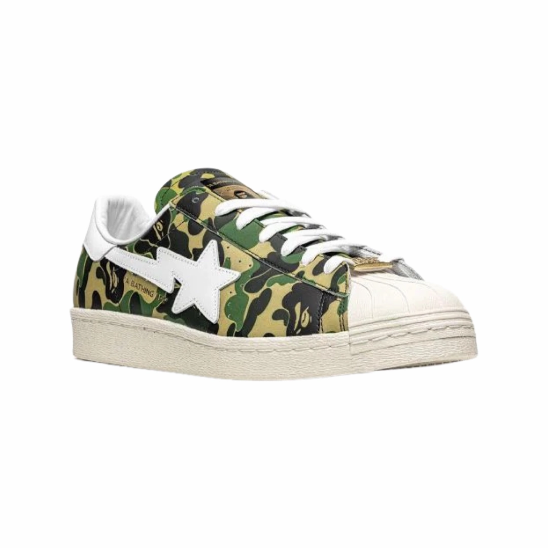 adidas x Bape Superstar 80's Green Camo Multi Basketball Shoes