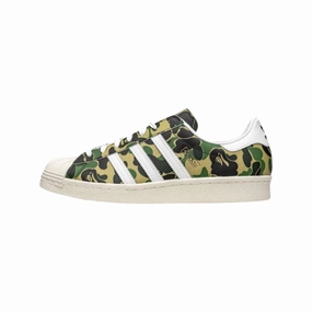 adidas x Bape Superstar 80's Green Camo Multi Air Jordan basketball shoes with classic look