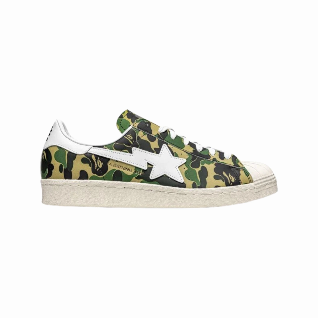 adidas x Bape Superstar 80's Green Camo Multi Basketball Shoes