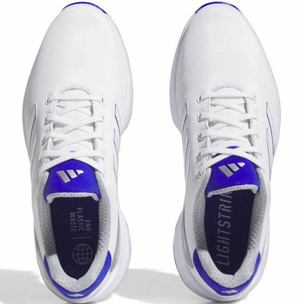 adidas ZG23 Spiked Waterproof Shoes - FTWR White/Blue Fusion/Lucid Blue Performance Golf Footwear
