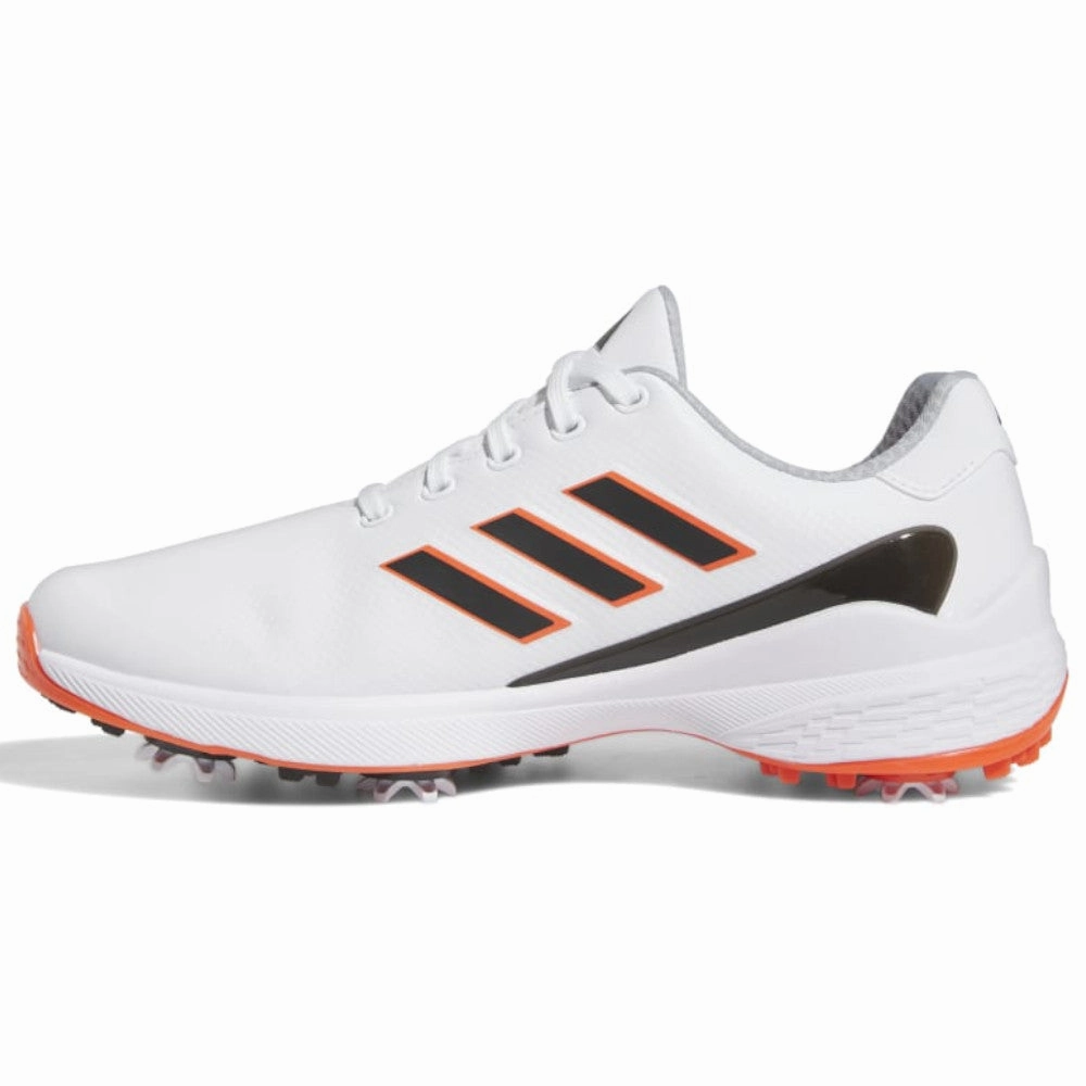 adidas ZG23 Spiked Waterproof Shoes - FTWR White/Silver Metallic/Semi Solar Red Performance Golf Footwear