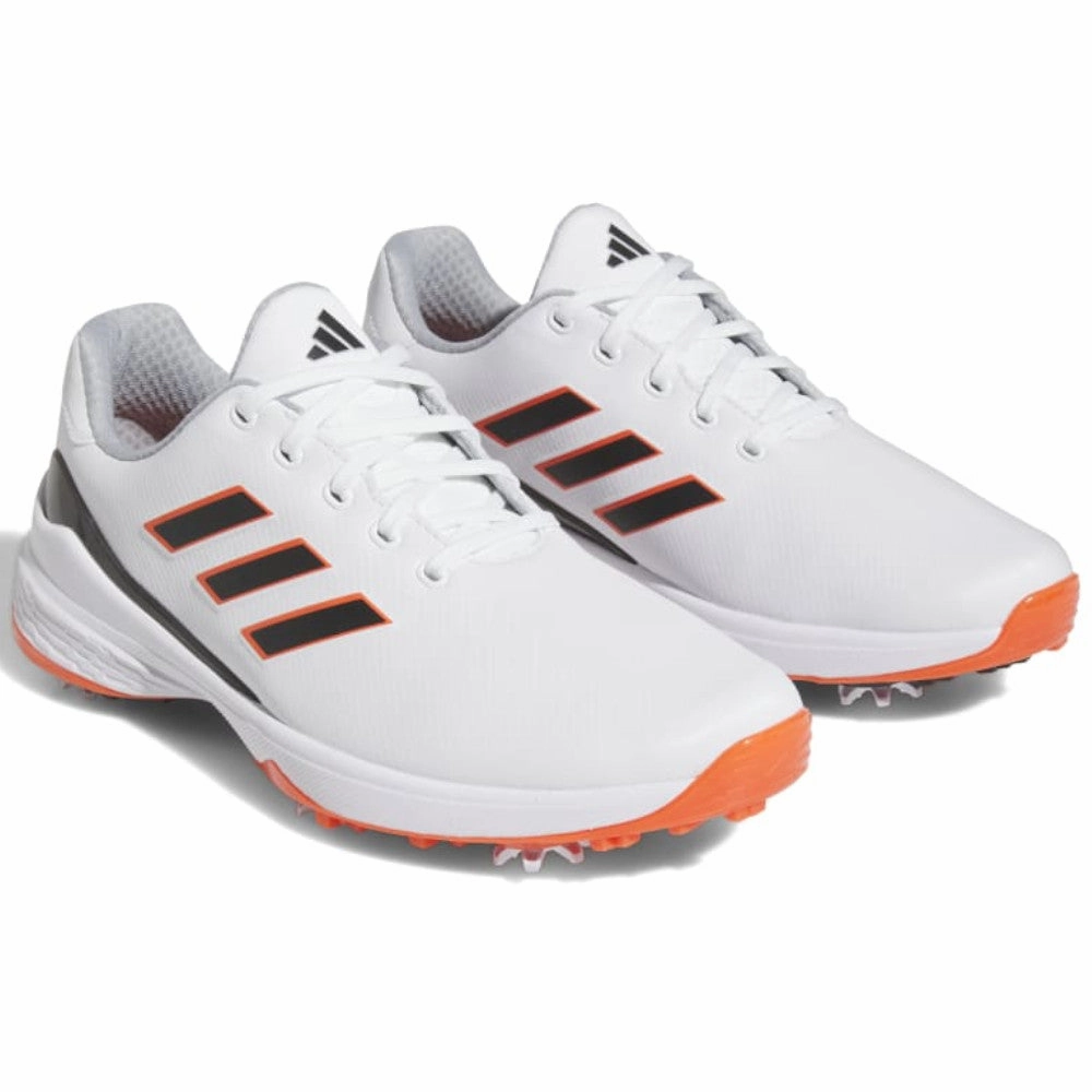 adidas ZG23 Spiked Waterproof Shoes - FTWR White/Silver Metallic/Semi Solar Red Performance Golf Footwear