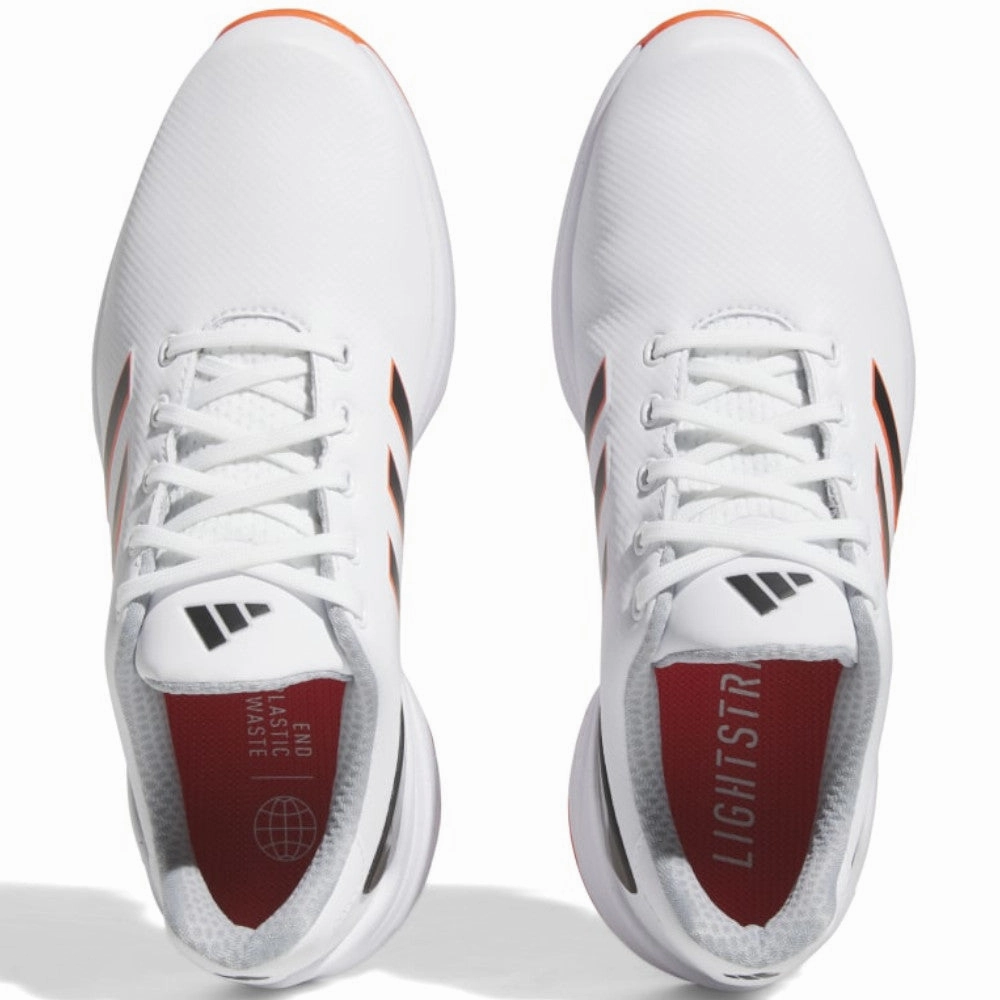 adidas ZG23 Spiked Waterproof Shoes - FTWR White/Silver Metallic/Semi Solar Red Performance Golf Footwear