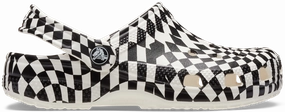 Adult Warped Checker Classic Clog Crocs slip-on shoes for casual use