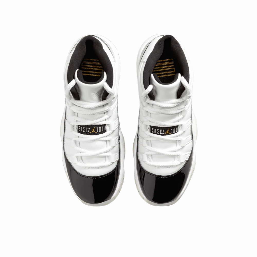 Air Jordan 11 Retro GS Gratitude Black White Metallic Gold Basketball Shoes