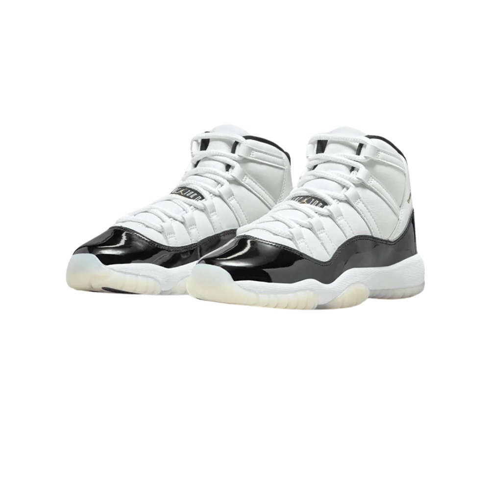 Air Jordan 11 Retro GS Gratitude Black White Metallic Gold Basketball Shoes