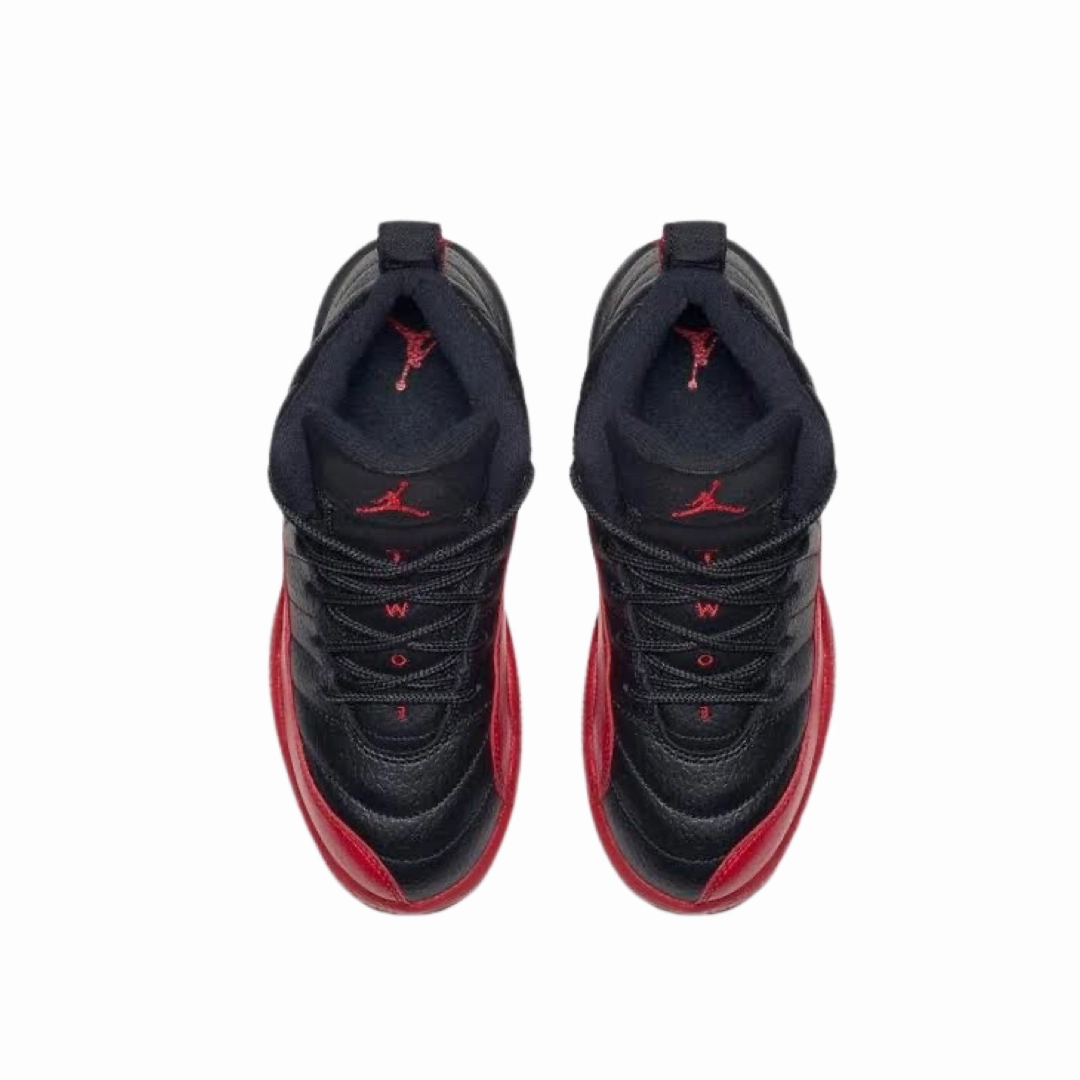 Air Jordan 12 PS Flu Game 2016 Black Varsity Red  (Pre School) Basketball Shoes