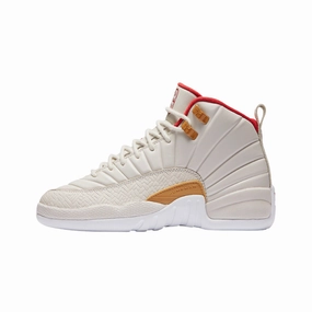Air Jordan 12 Retro 'CNY' GG (GS) Lt Orewood Brown Varsity Red Air Jordan retro sneakers for street style