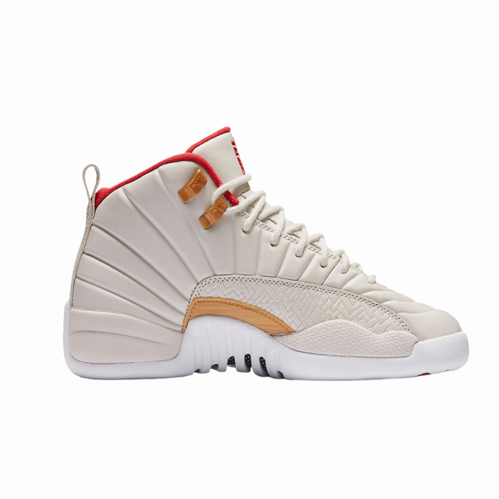 Air Jordan 12 Retro 'CNY' GG (GS) Lt Orewood Brown Varsity Red Retro Sneakers