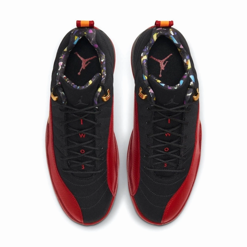 Air Jordan 12 Retro Low Superbowl Black Varsity Red Gold Retro Sneakers